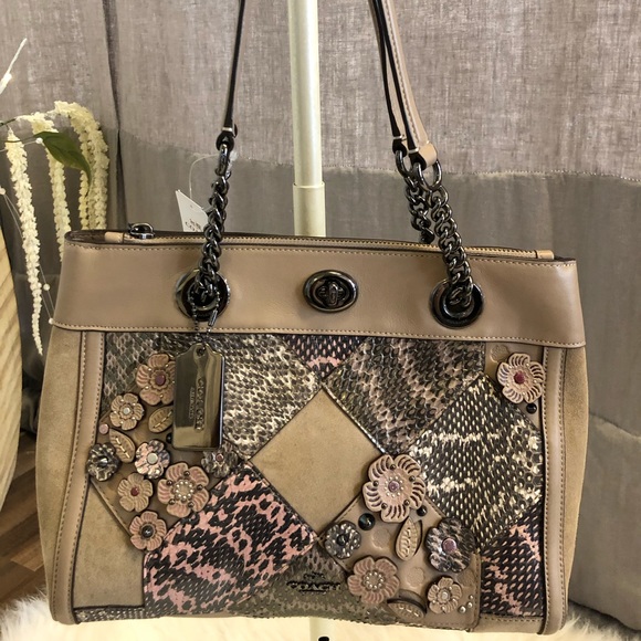 Coach Handbags - COACH Patchwork Tea Rose Turnlock Edie - RARE